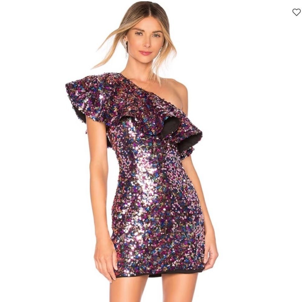 Majorelle sequin one shoulder mini dress women’s‎ size small